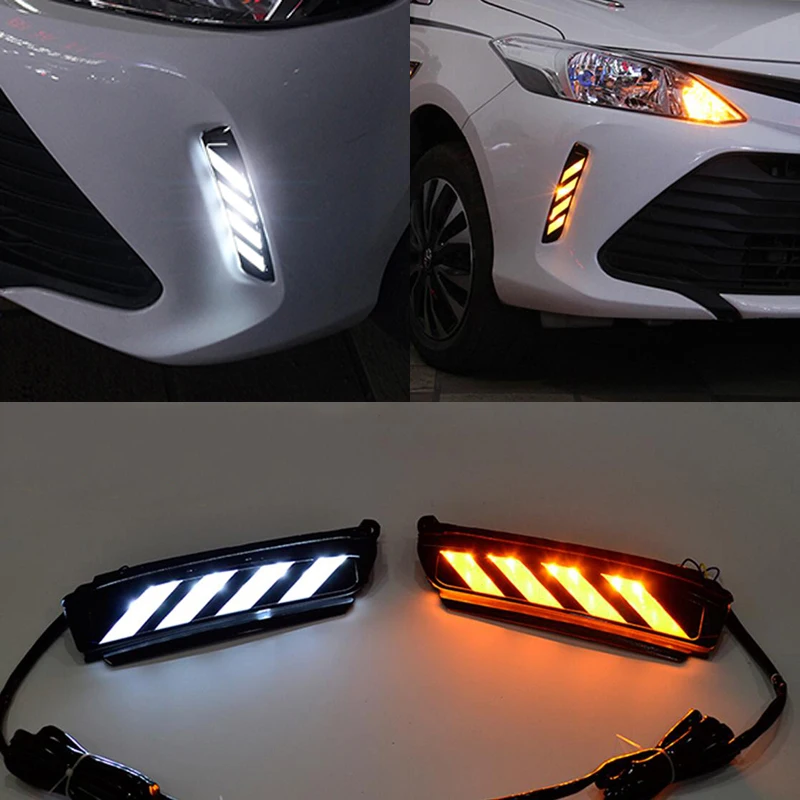Светодиодный дневный ходовой светильник DRL для Toyota Vios Yaris 2017 противотуманная фара