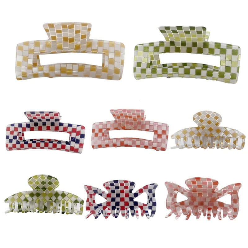 

Нескользящие заколки для волос в клетку, милые заколки для волос из ацетата во французском стиле, крепкие зажимы для волос, товары для лета, Beac