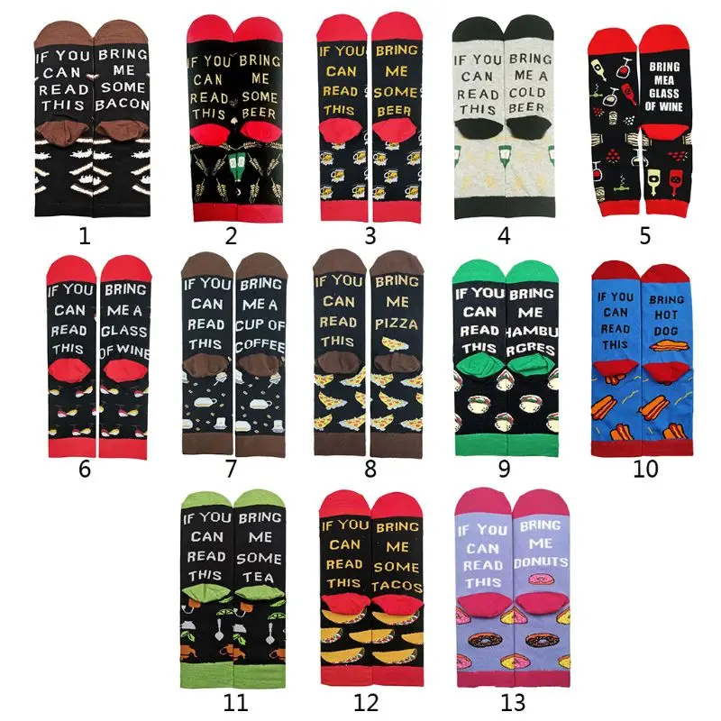 

Unisex If You Can Read This Long Crew Sock Funny Saying Beer Wine Letter Hosiery
