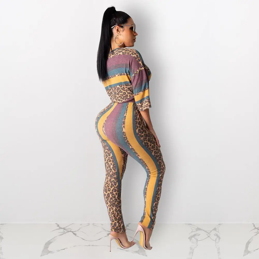 Женский спортивный костюм с леопардовым принтом футболка длинными рукавами