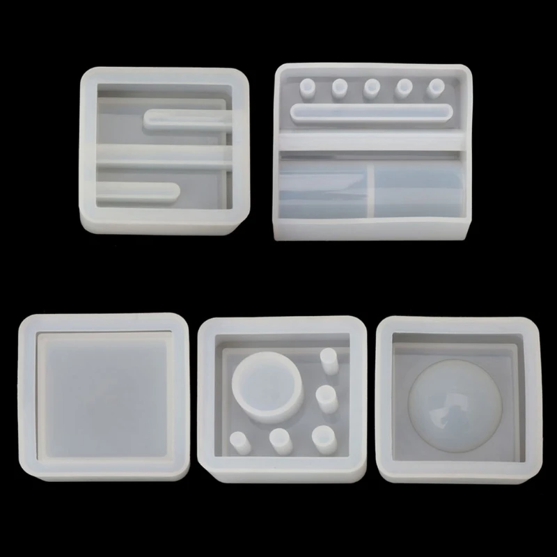 

5Pcs Silicone Mold Card Storage Pen Holder Pencil Holder Ashtray Epoxy Resin Casting Mold Office Desk Ornaments Handmade