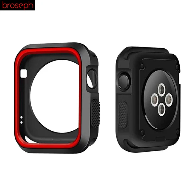 Black Red Watch Protector Bumper for Apple watch 4 Case 40mm 44mm Silicone Watch Cases Cover for Iwatch Series 3 2 1 Strap 38mm 42mm - Цвет: Black Red