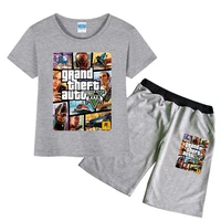 2021 summer grand theft auto gta 5 t shirt shorts 2pcs set kids clothes boys short sleeve tracksuit boutique baby girls outfits