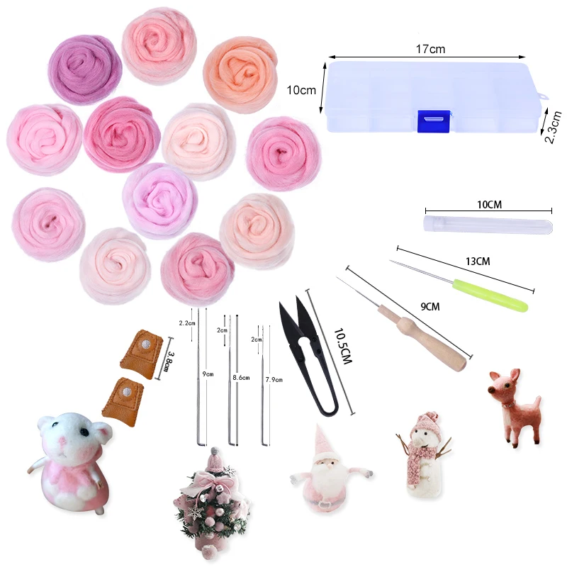 Набор для войлока LMDZ 12 розовых цветов набор валяния шерстью с иглой стартовый