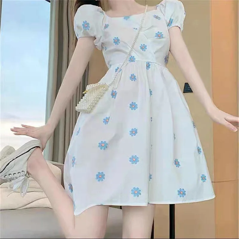 Новинка 2021 летнее платье для девочки короткая юбка с квадратным вырезом и