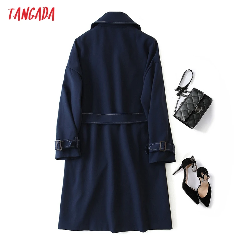 

Tangada Women England Style Red Long Trench Coat High Quality Elegant Long Sleeve Office Ladies Wind Coat 2Z13
