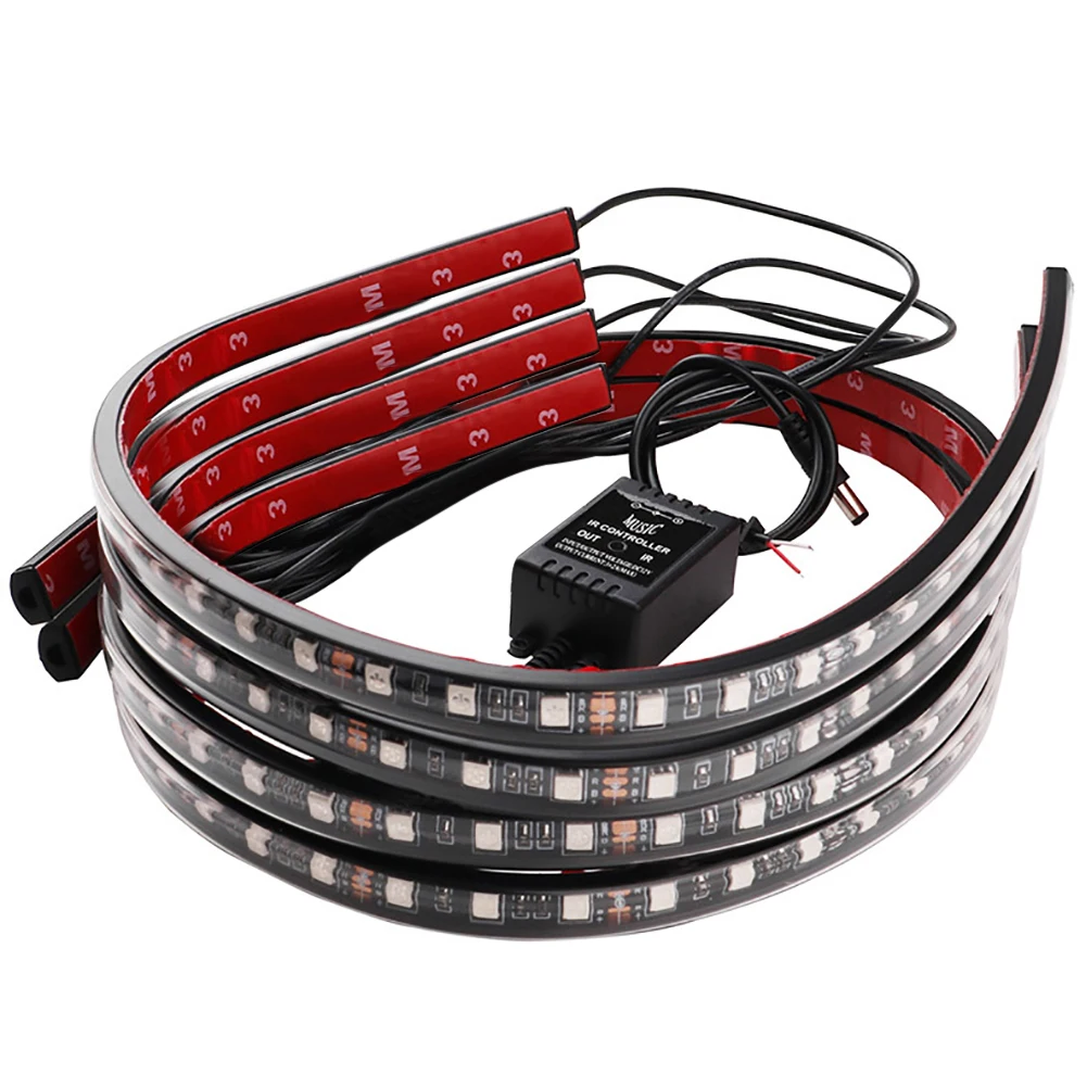 

New 4PCS Car LED Strip Light Bluetooth Control Multi Color Music Car Strip Light for Car Interior or under Dash