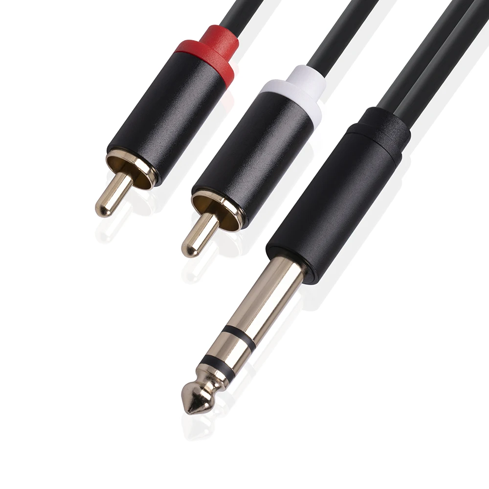

Cabletime 6.35mm to 2RCA Jack Cable Male to Male Stereo Cable Audio Cable For Music Amplifier Line for Power Amplifier DVD