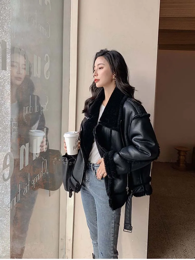 2022 New Winter Fashion Women's Sheepskin Coat 100% Genuine Shearing Jacket Wool Liner Warm Windbreaker for Female Loose Casaul