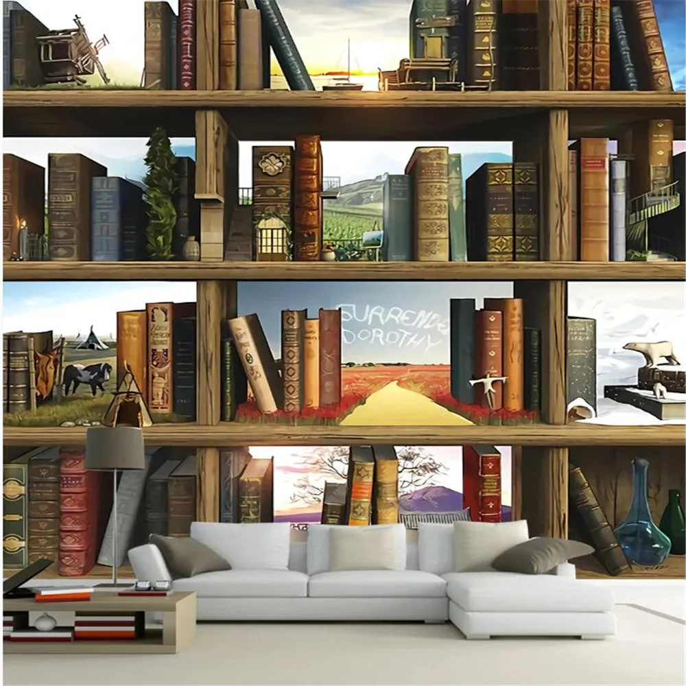 

Milofi Factory custom wallpaper mural 3d creative book bookcase living room TV sofa background wall