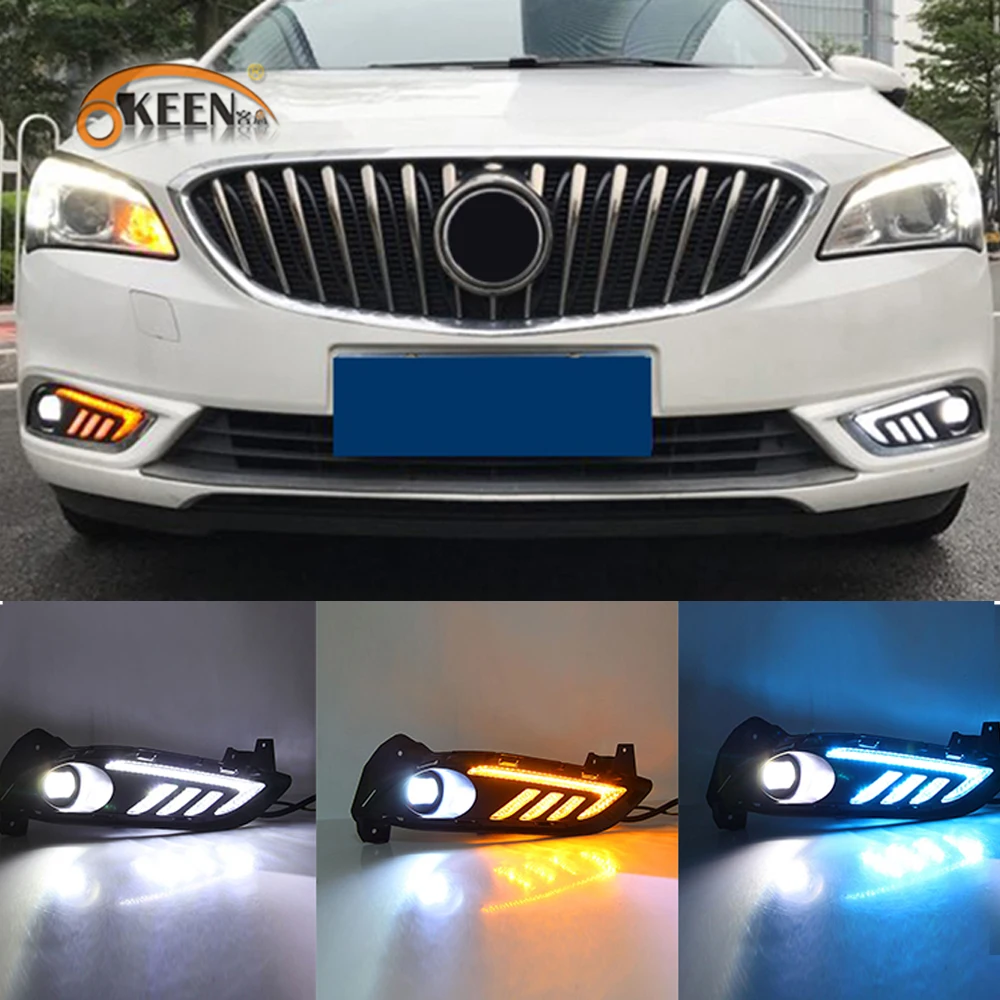 

2Pcs For Buick Verano 2015 2016 2017 Led Daytime Running Light White Driving Yellow Turn signal Light Blue Night Fog Lamp