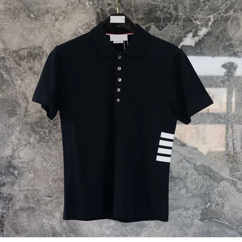 

Camiseta informal a rayas para hombre, Polo de manga corta con cuello vuelto, moda 2021