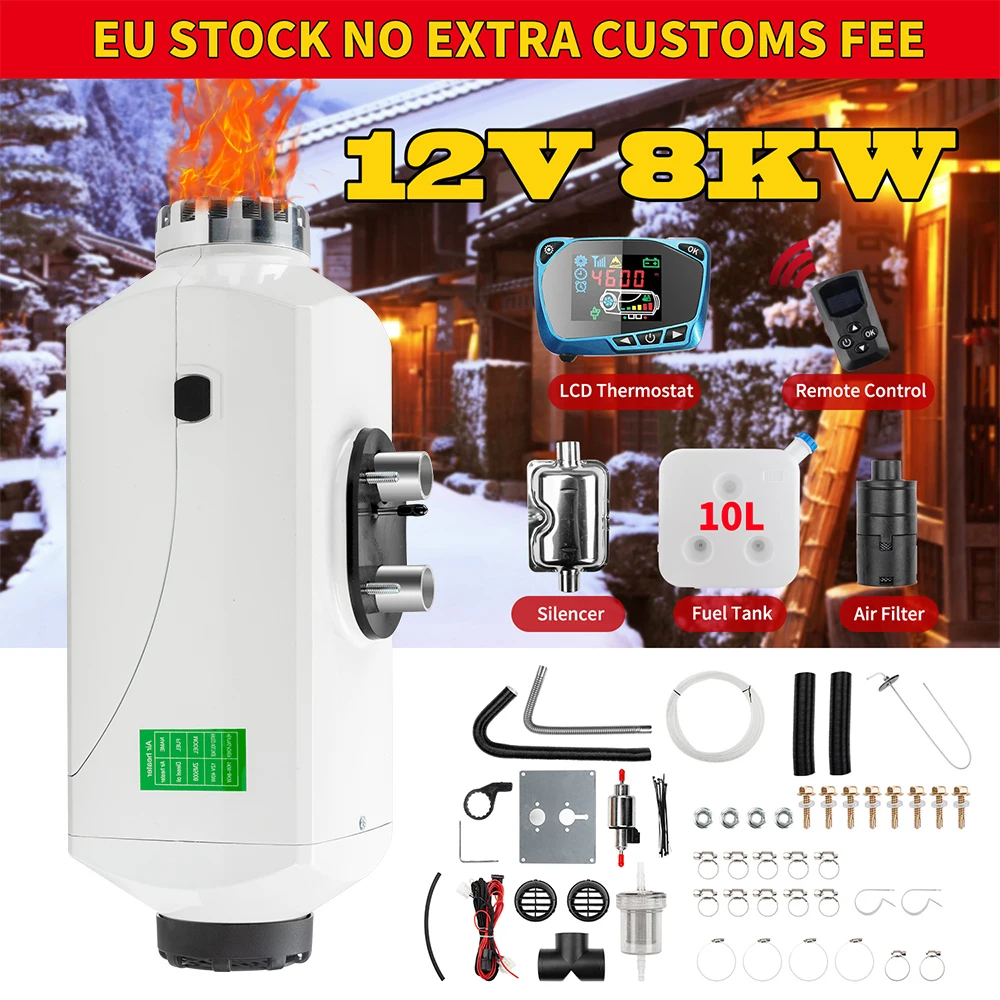

Дизельный Обогреватель воздуха 12 В 8 кВт металлический резервуар 10 л с дистанционным управлением 8000 Вт дизельный топливный обогреватель с Ж...