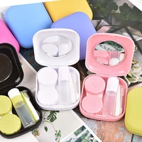 mini glasses case lovely pocket contact lens case travel kit easy with mirror carry mirror lenses box container plastic storage