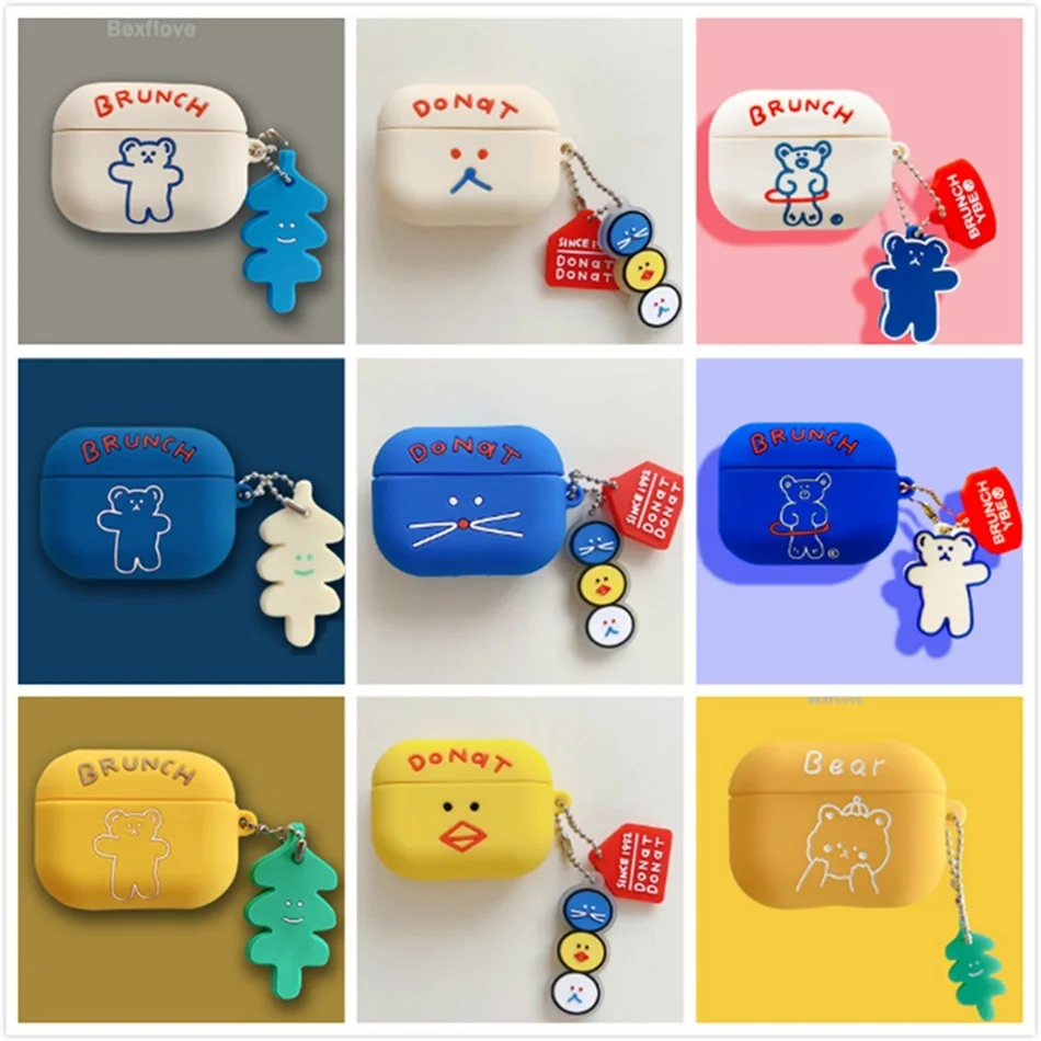 3D чехол для наушников с милым мультяшным медведем Airpods Pro силиконовый Apple Air Pods 1 2 3 s