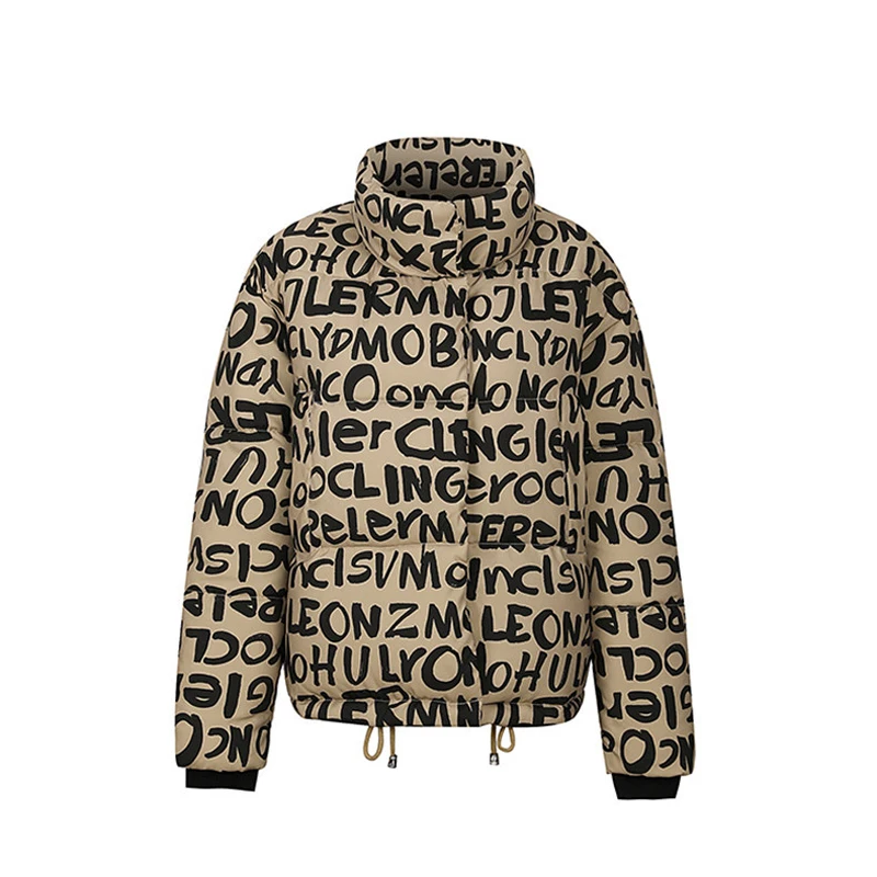 

Fashion Printing Down jacket female 2021 New winter Europe and America large size jacket short section light down jacket Women