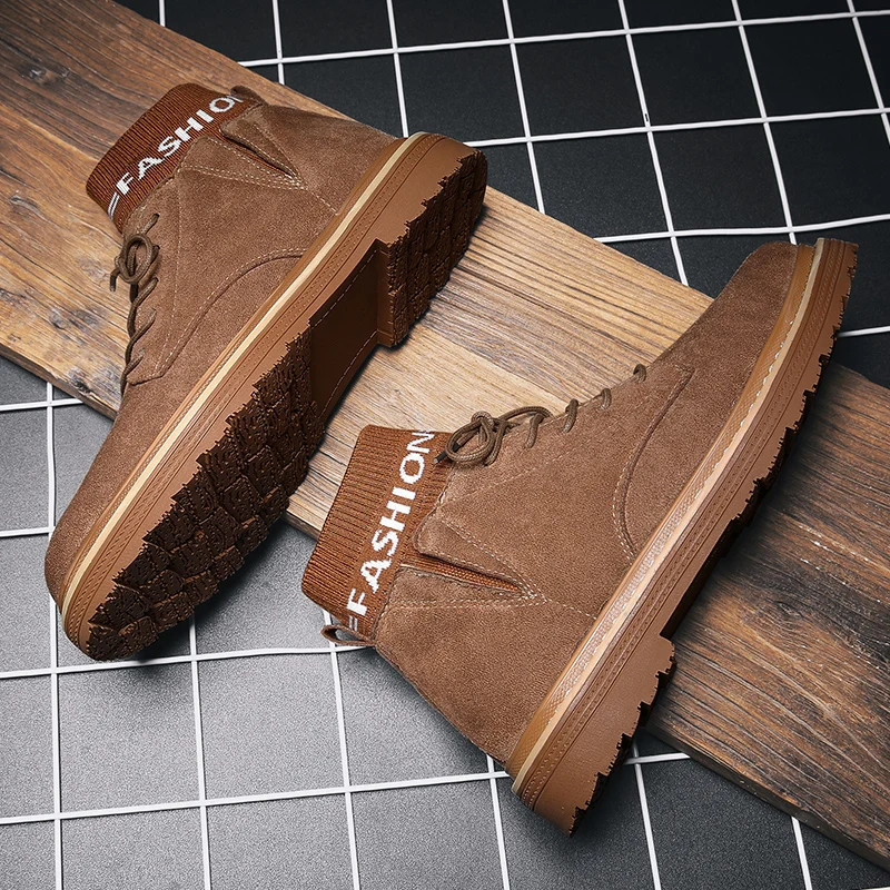 

2019 autumn and winter new boots leather winter warm shoes socks boots men's ankle boots autumn men's Oxford snow shoes work boo