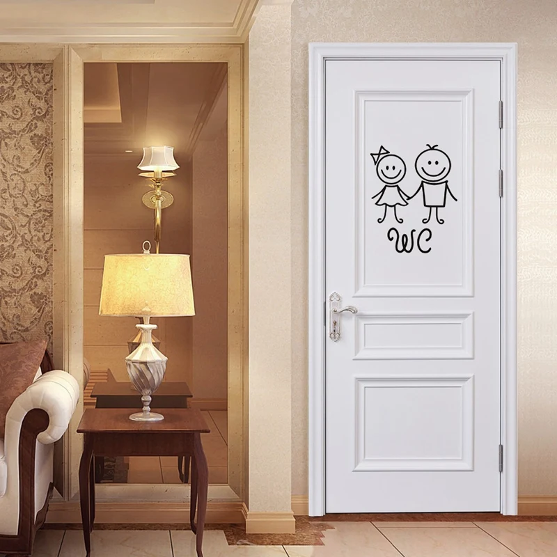 

Funny Bathroom Sign Toilet Door Plate Winomo Removable Animation Wc Sticker