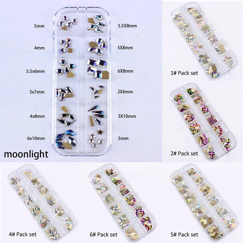 12 стилей, набор, стразы для дизайна ногтей, смешанный дизайн, 3D Стразы, 60 шт/120 шт, для украшения ногтей
