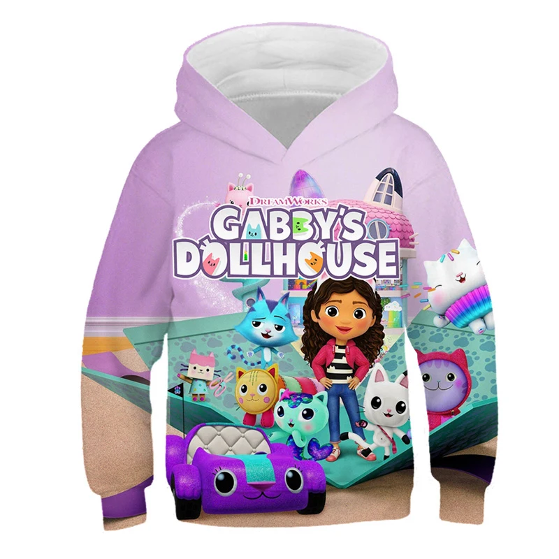 

New Casual 3D Gabby's Dollhouse Hoodies Boy Girls Children Fashion Casual 3D Gabby Cats Printed Sweatshirt Streetwear Hooded Top