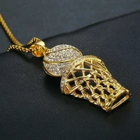 new trendy bohemian crystal inlaid necklace basketball basketball box frame pendant for men gold plated metal sliding necklace
