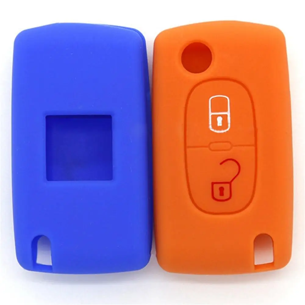 

2 Buttons Silicone Car Key Case Cover Flip Remote Car Key Holder Shell Fob For Citroen C2 C3 C4 C8 PEUGEOT 308 207 307 3008 5008