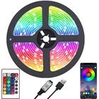 Светодиодная лента RGB 2835 DC 5V цветная Bluetooth USB ИК-пульт дистанционного управления Гибкая лампа лента диод ТВ ПОДСВЕТКА ночное освещение luces LED 5M