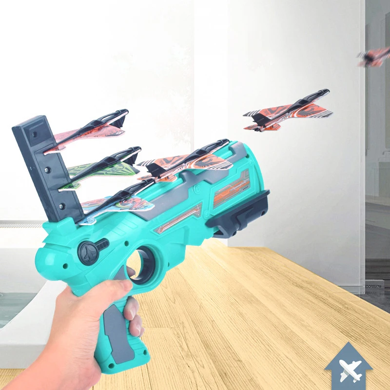 

Children Aircraft Launch Platform Pistol Outdoor Sports Multiplayer Interactive Game One-Key Catapult Foam Gliding Plane Toys