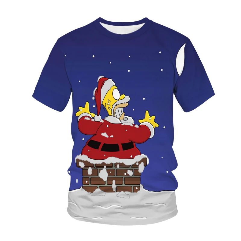 

2021 New 3D Printing Christmas Snowman Funny Hip-hop Male T-shirt Casual Loose Round Neck Shirt Outdoor Sports Breathable Top