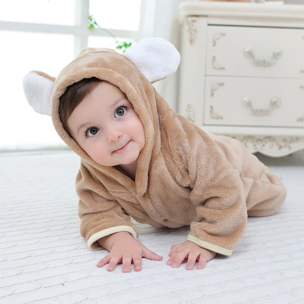 Детский зимний комбинезон теплый флисовый с длинным рукавом для новорожденных