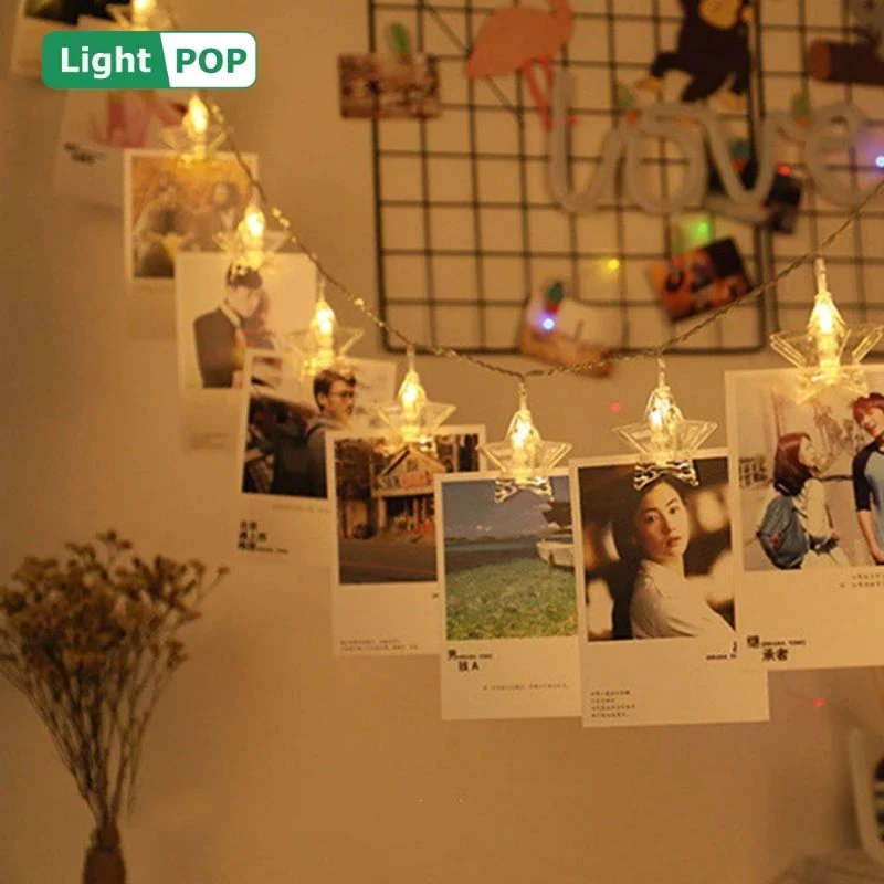 

Star Clip LED Lights String Photo Birthday Present Garland On The Window Girls Room Christmas And New Year Decoration Lights