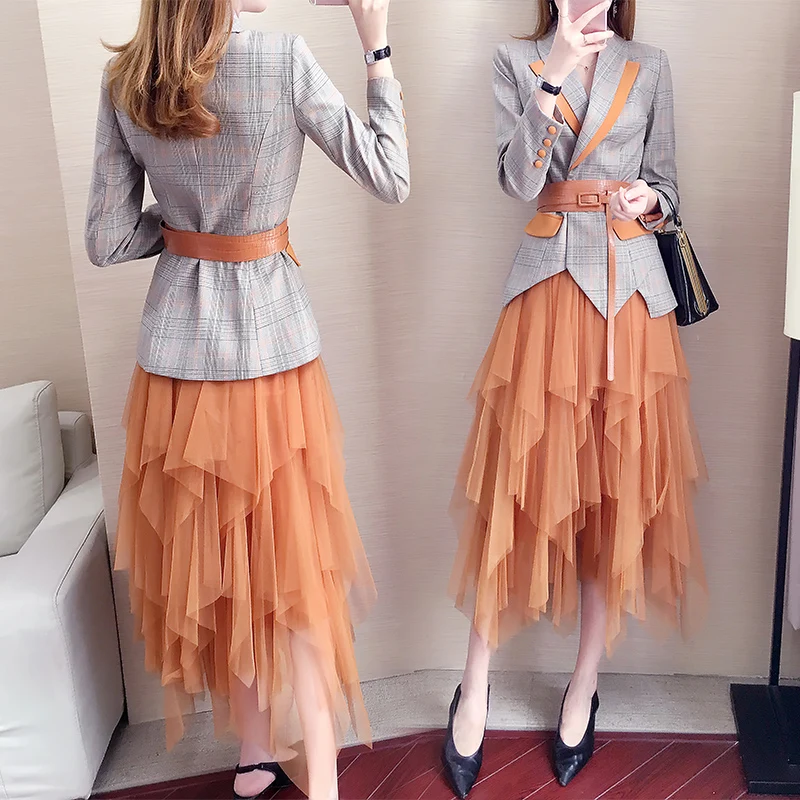 Formall юбка и костюмы куртка комплект из 2 предметов для размера плюс Женский