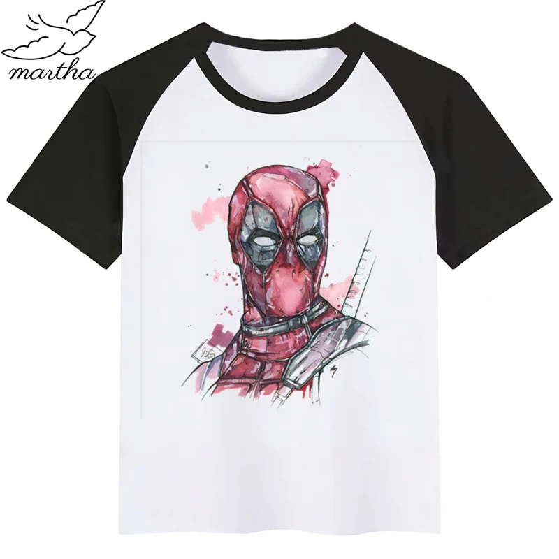Футболка с принтом Dead Pool забавная одежда Детская летняя футболка модная детская