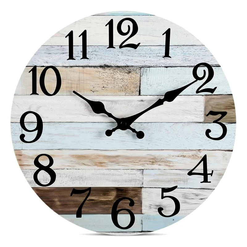 

Wall Clock Silent Non-Ticking Wooden Wall Clocks Battery Operated Country Retro Rustic Style Decorative for Living Room