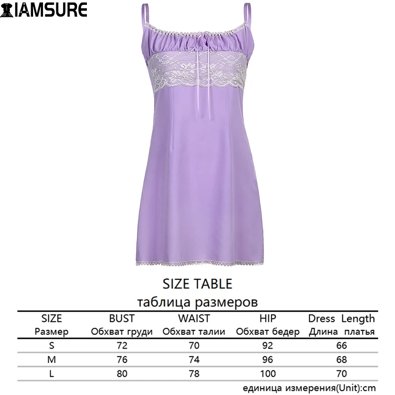 

IAMSURE Prairie Chic Lace Trim Lavender Mini Dress Tie Front Deep V Neck Spaghetti Straps Above Knee Dresses Female 2020 Casual