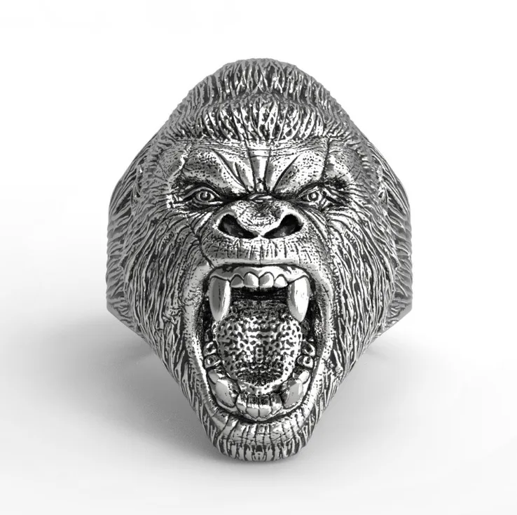

Hip Hop Fashion Jewelry Men's Stainless Steel Ring Domineering Orangutan Motorcycle Party Biker Ring Punk Style Animal Ring Men