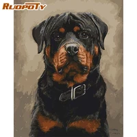ruopoty frame diy painting by numbers black dogs animals paint on canvas hand painted oil painting for home decors