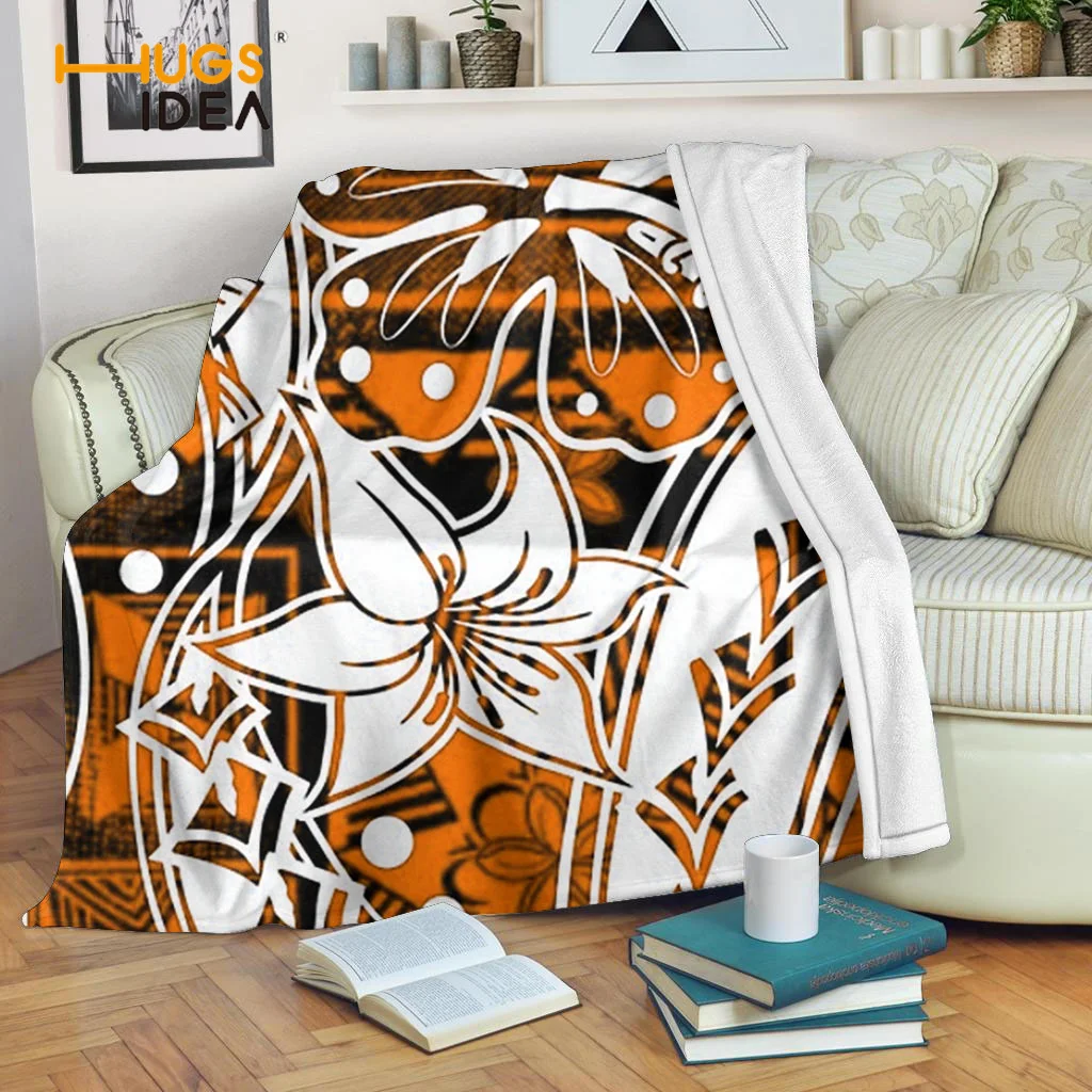 

HUGSIDEA 2021 Hot Selling Women Autumn Warm Throw Blanket Hawaiian Midnight Blue Tribal Printing Top Thin Quilt Office Nap