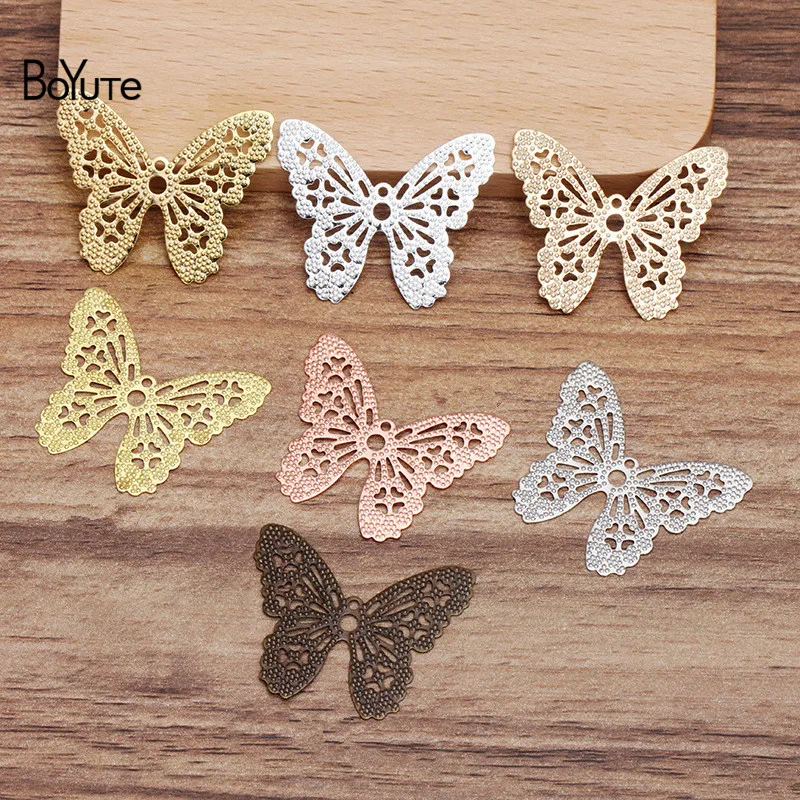

BoYuTe (100 Pieces/Lot) 32*26MM Metal Brass Stamping Butterfly Sheet Findings Diy Hand Made Jewelry Making Materials