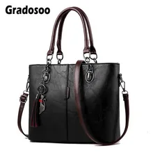 Gradosoo, винтажная Сумка-тоут для женщин, кожаная сумка, Большая вместительная сумка на плечо, женская сумка с верхней ручкой, сумка-мессенджер, Женская HMB647