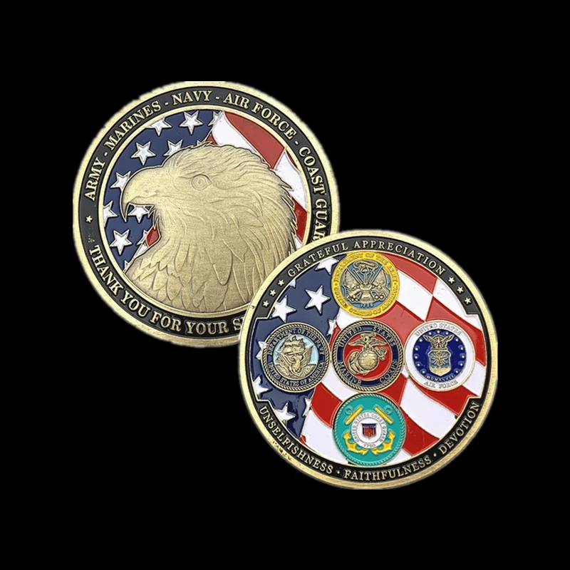 Hot US Military Family Thankful Challenge Coin Army Marines Navy Air Forces Coast Guard-Thank You for Your Service Veteran Gift