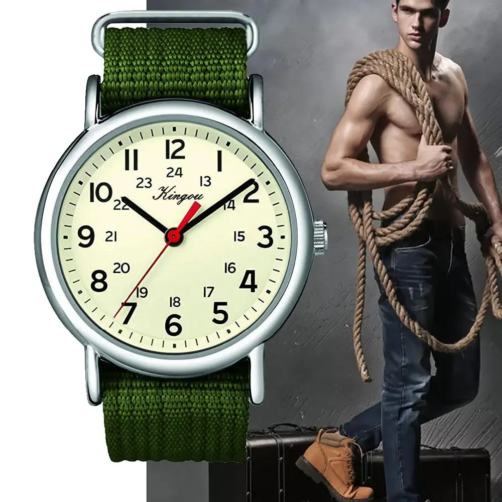 

Men Stylish Cool Watches All Arabic Numerals Novel Special High Quality And 24 hour Military Time Male Creative Nylon Belt Watch