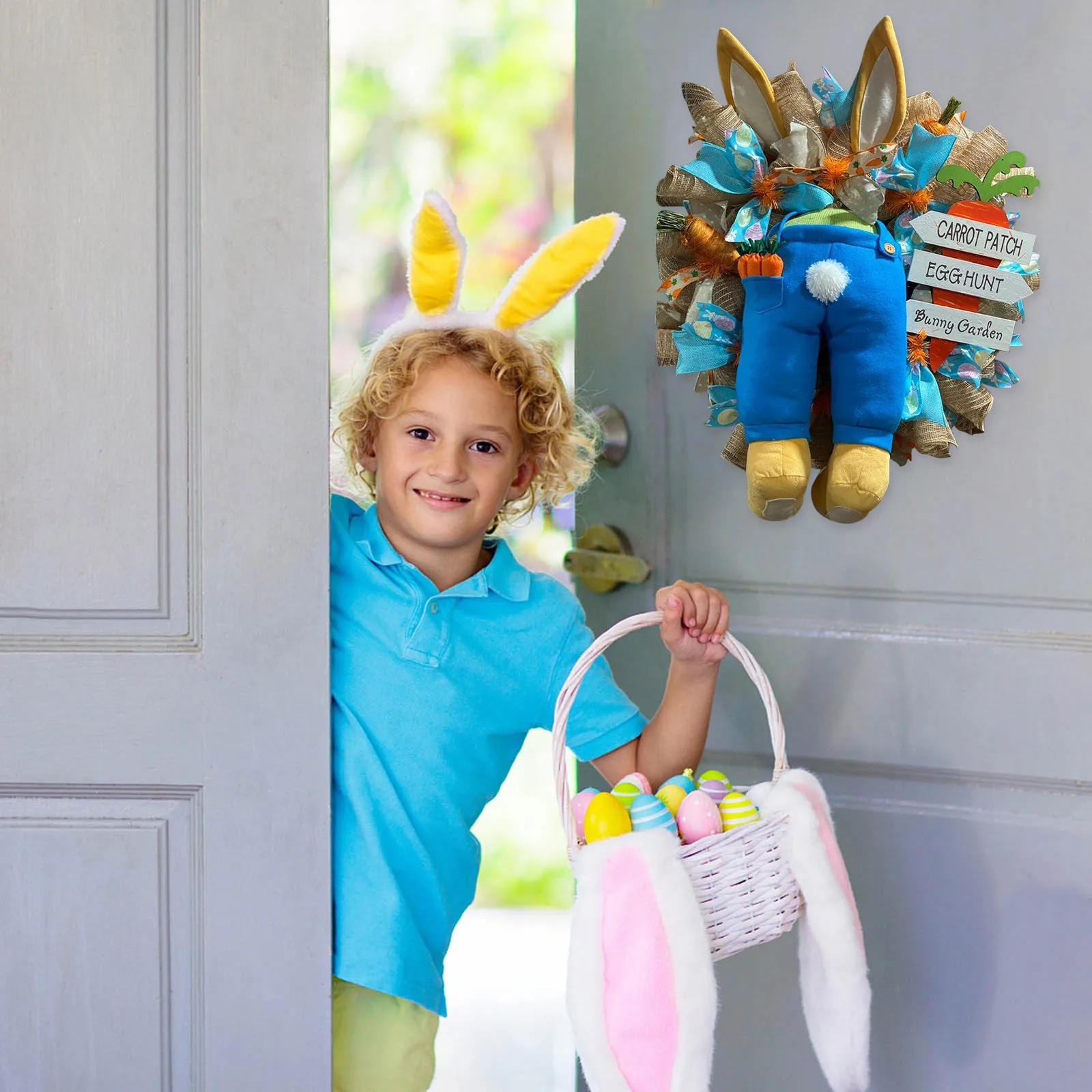 

Easter Thief Bunny Butt Wreath With Easter Cross Garland Home Decor Spring Wedding Wreath Cartoon Bunny Hanging Ornaments Garden