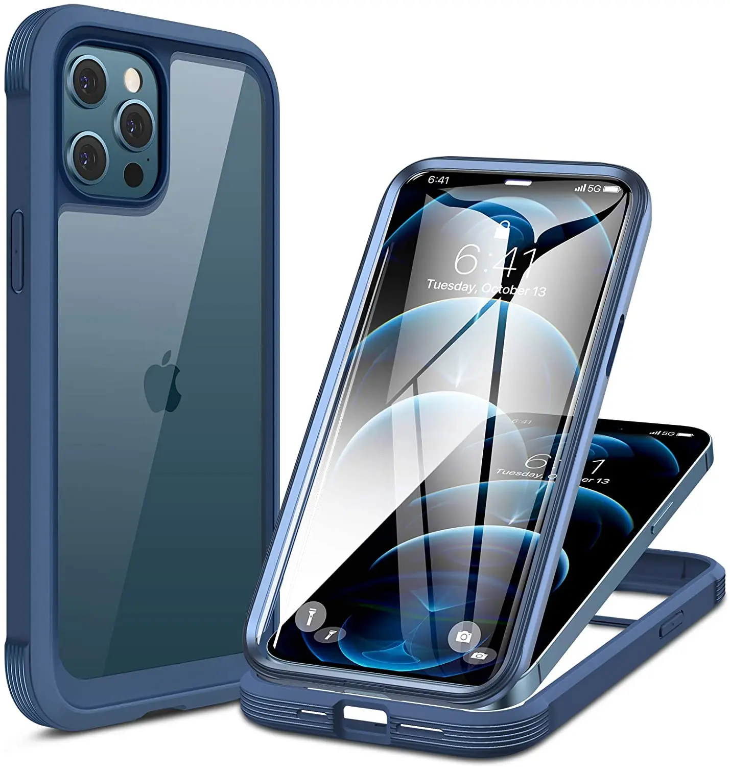 

Miracase 360 Glass Case Compatible with iPhone 12 Pro Max, [9H Tempered Glass Screen Protector] Full Body Armor Bumper Case