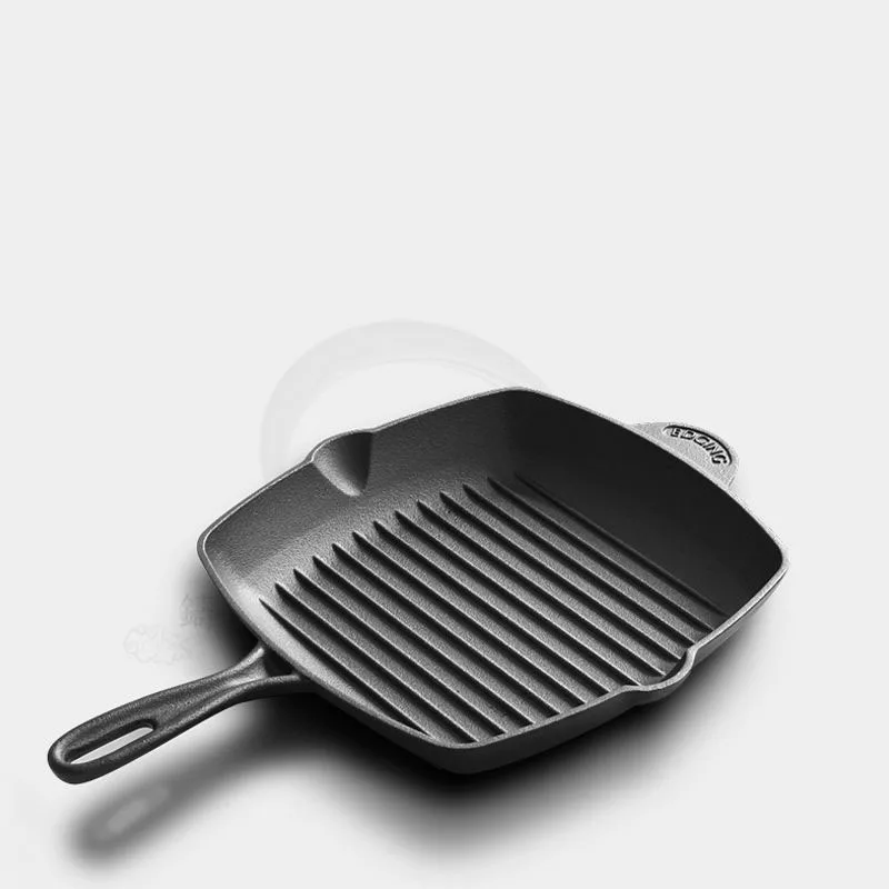 Cast Iron Fried Steak Pot Stripe Uncoated Non-stick Pan Household Commercial Barbecue Induction Cooker Gas Universal | Дом и сад