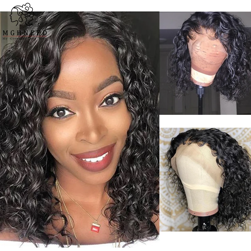 Curly Lace Front Human Hair Wigs for Black Women Brazilian Closure Wig Pre plucked Bleached knots Glueless natural hairline