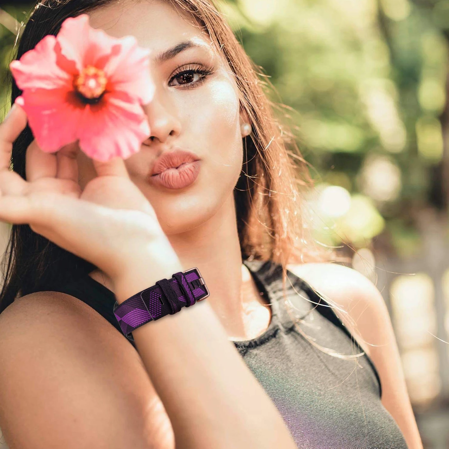 Нейлоновый холщовый ремешок для часов Fitbit Versa Sense сменный умных Versa3 / Fit bit