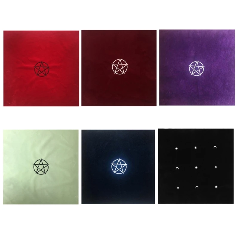 

60×60cm Pentacle Tarot Tablecloth Velvet Altar Tarot Cloth Witch Divination Astrology Board Game Witchcraft Card Pad