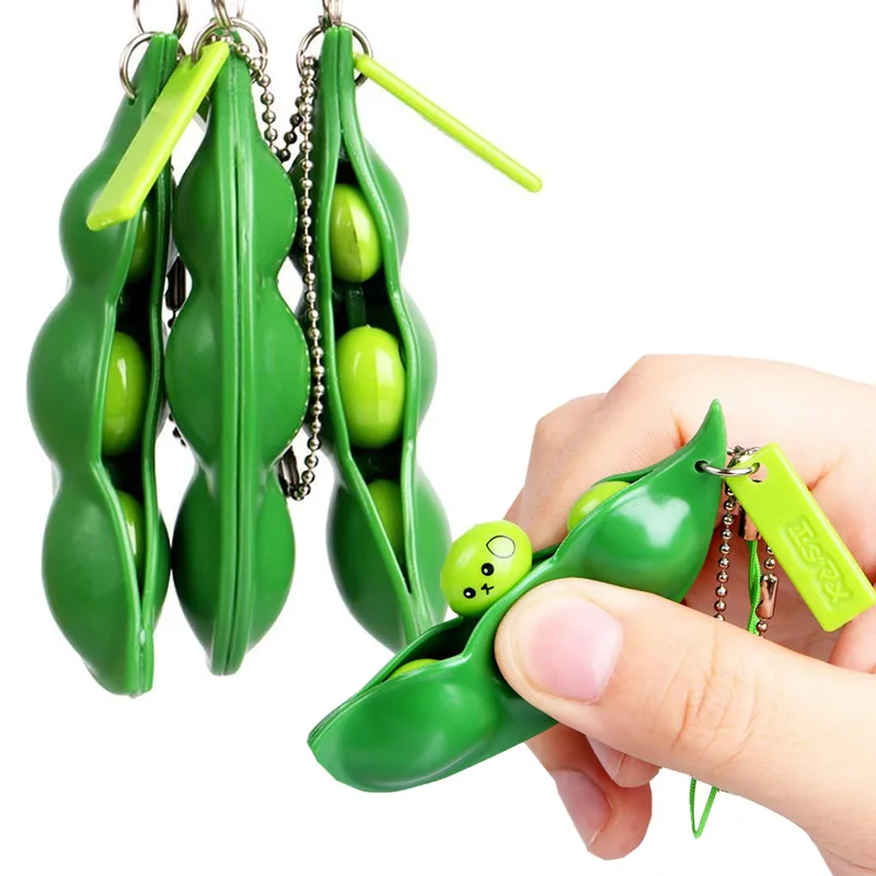

3pcs Fidget Toys Decompression Edamame Toys Pop It Squishy Squeeze Peas Beans Keychain Cute Stress Adult Toy Rubber Xmas Gift