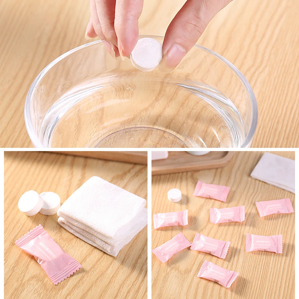 

100pcs Disposable Pure Cotton Compressed Portable Travel Face Towel Water Wet Wipe Washcloth Napkin Outdoor Moistened Tissues